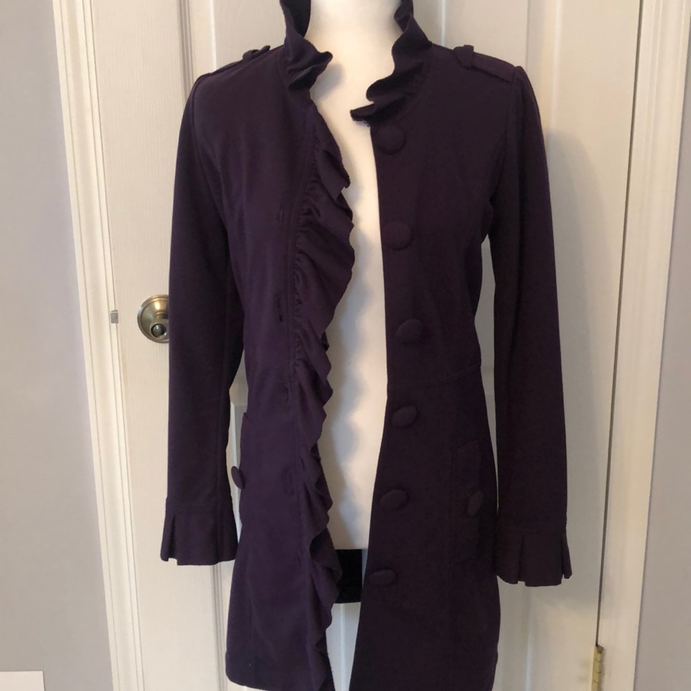 Kut from the Kloth Purple ruffled trench coat